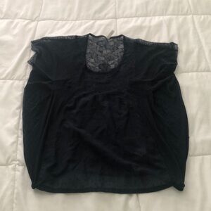 Free People sheer navy top with elastic bottom